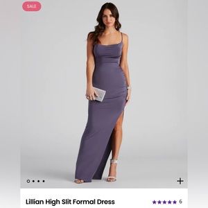 Purple Cowl Neck Formal Dress